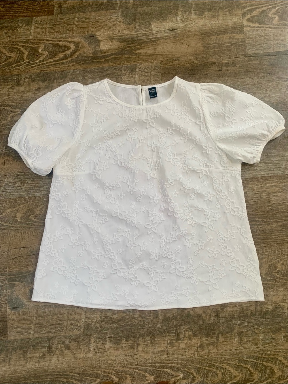 Cottagecore White  Floral Embroidered Puff Sleeve Top